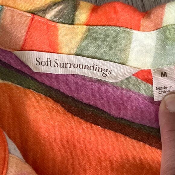 Soft Surroundings Peregrine Gauze Tunic Top Size Medium Fiery Stripe Watercolor - Picture 3 of 7